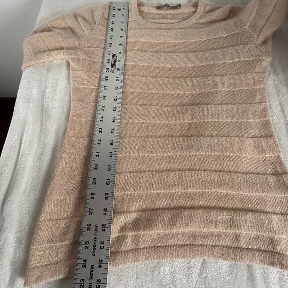 Brodie Womens Beige Fine Cashmere Sweater Medium Metallic Pullover Crewneck - Picture 8 of 8